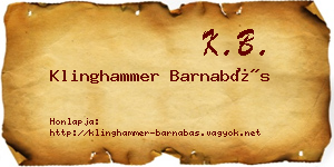 Klinghammer Barnabás névjegykártya