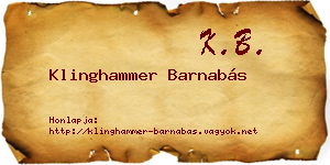 Klinghammer Barnabás névjegykártya