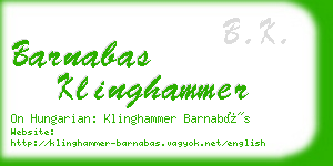 barnabas klinghammer business card